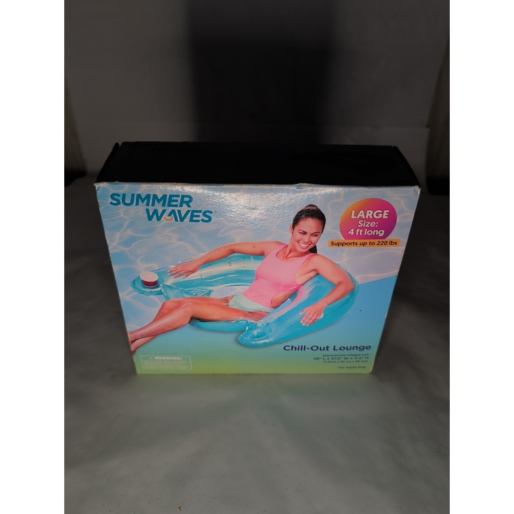 Pool Lounge Float with Drink Holders Summer Wave Chill Out Floating Drink Holder